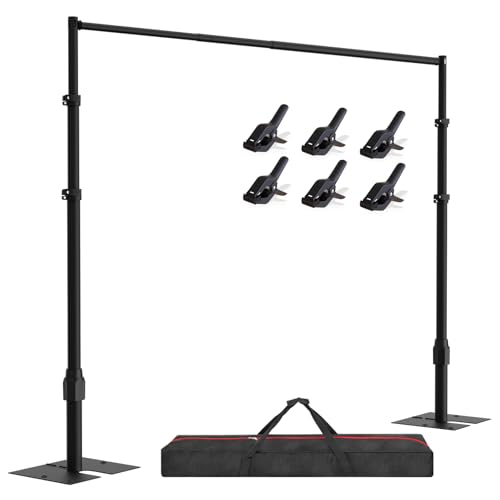 EMART Backdrop Stand Heavy Duty 10x10FT, Pipe and Drape Photo Background Photography Kit, Adjustable Metal Frame with Flat Base for Wedding Birthday Party Decoration-Black - color: Black