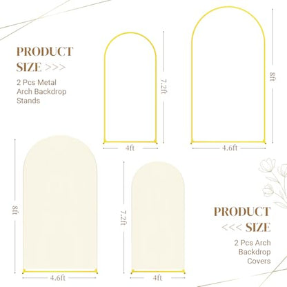 Toolterritary Metal Arch Backdrop Stand and Cover Set, 8FT, 7.2FT Party Backdrop, Easy to Assemble, Backdrop Stand for Parties, Birthday, Baby Shower - color: Beige, size: 8ft,7.2ft
