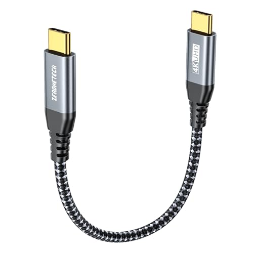 ZeroneTeck 12 inch USB C Cable 1FT, 20Gbps High Speed Data Transfer Short, 4K@60Hz Type C Monitor Cable, USB C 3.2 Gen 2×2 100W PD Charging, for iPhone17, MacBook, iPad, SSD, Samsung T7/T5/X5, KYY - color: Black, size: 1FT, style: Straight