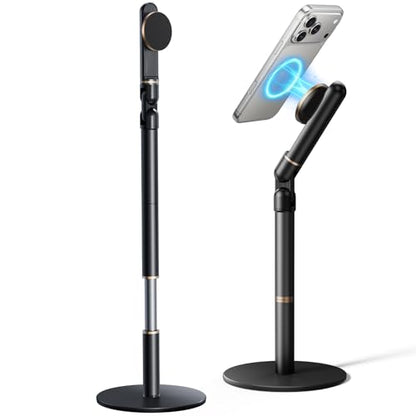 Height/Angle Adjustable Magnetic Phone Holder, 10"-25" Retractable Desk Phone Stand for Desk,720°Rotatable+180° flip, 360 Magnetic Phone Holder for Video Calls Kitchen Office Etc - style: Magnetic Style