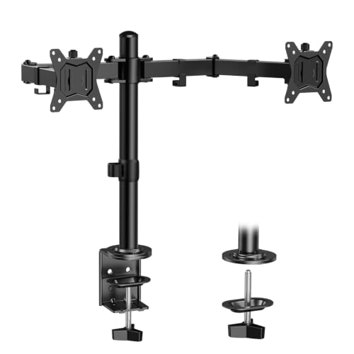 ErGear Dual Monitor Stand, Heavy Duty Adjustable Monitor Desk Mount for 2 Screens up to 32 Inches, Fully Adjustable Height, Tilt, Swivel, Rotate, Supports 17.6 lbs per Monitor Arm, Easy Installation - color: Black, size: 13" - 32"