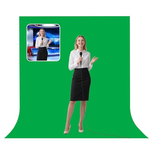 BEIYANG 5 Ft x6.5 Ft Photography Backdrop Green Screen, Green Background Non-Reflective Fabric, Wrinkle Resistance Greenscreen Photo Background for Chromakey Photo Studio Video Shooting - color: Green, size: 5x6.5ft