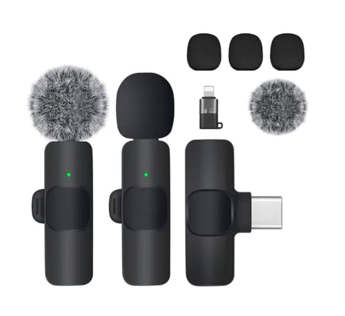 2 Pack mini Updated Model Wireless Professional Lavalier Microphone for Android, iPhone, iPad, Laptop, Interview, Live Streams, Video Recording, Podcast, Vlog, YouTube, Instagram.