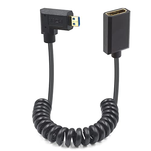 Duttek 8K Right Angle HDMI to Micro HDMI Cable, 48Gbps Extreme Thin Micro HDMI to HDMI Extension Cable, Male to Female Support 8K@60Hz for Laptops, Cameras, Raspberry Pi 5 4 3.3FT/1M - style: Right Angle Micro HDMI Male to HDMI Female