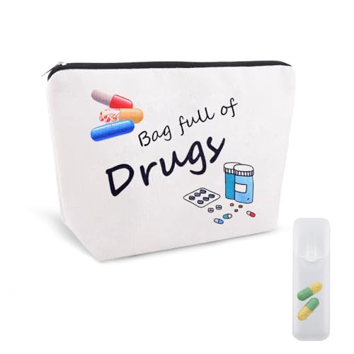 Patient Medication Organizer Pouch Bag Canvas Drug Cosmetic Pouch Birthday Christmas Gifts for Nurse Practitioner Medical Doctor Therapist Travel Medicine Bag Accessories Female Pharmacy Pills Pouches - color: Patient Medication Organizer Pouch Bag