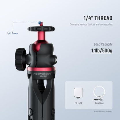 NEEWER Entry Level Version Mini Tripod for Camera, 360° Small Desk Portable DSLR Webcam Cell Phone Mount Holder Stand Selfie Stick Grip Compatible with iPhone Samsung Android Video Recording, GM-2G - style: GM-2G