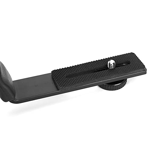 Camera Mount Flash Bracket, L Hot Shoe Mount Bracket Dual Hot Shoe Extension Heavy Duty Padded Hand Grip for Camera LED Light Microphone