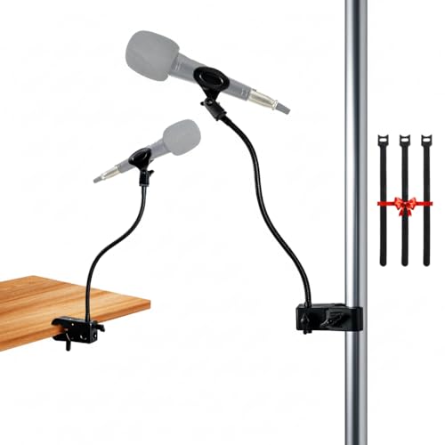 2 in 1 Quick-Release Microphone Holder, Gooseneck Microphone Stand Holder Compatible with Shure/Fifine / AT2020 / Pyle/Blue Snowball/Razer for Lectern Meetings Lectures Pulpit Streaming Gaming Studio - style: Clamp Desk&Mic Stand Holder