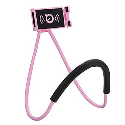 Chapter Seven Universal Smart Mobile Phone Stand,Hanging on Neck Cell Phone Mount Holder, Flexible Lazy Bracket DIY Free Rotating for Multiple Functions (Black) (Pink) - color: Pink