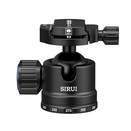 SIRUI AM-40 Low Profile Ball Head, Professional Heavy Duty 40mm Tripod Ball Head, 360° Panoramic CNC Aluminium Alloy Tripod Head for DSLR Camera, Camcorder, Quick Release Plate, Max Load 55lbs/25KG - color: AM-40