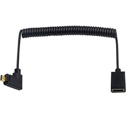 Duttek 90 Degree HDMI to Micro HDMI Extension Cable 6 Feet/1.8M, Left Angled Micro HDMI Male to HDMI Female Coiled Cable for Gopro Hero and Other Action Camera/Cam - size: Left Angled Male to Female 1.8M