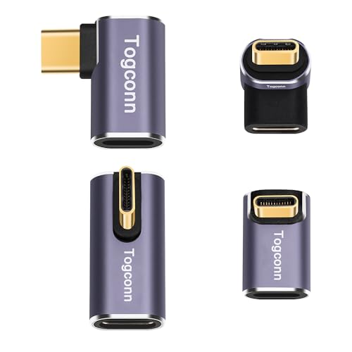 Right Angle USB C Adapter 4-Pack, Multi-Type 90 Degree USB Type-C Male to Female Extender Connector, 40Gbps, 8K@60Hz Compatible with MacBook Pro/Air, iPhone 15/15 Pro Max, iPad Pro, Tablet, Phone - color: USB C Four angles, size: 4 Pack