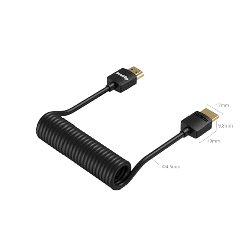 SMALLRIG Coiled HDMI Cable 2.0 (A to A), 4K@60Hz 18Gbps, High Speed Supports 3D, Flexible Durable TPU Camera Cable for BMPCC 4K/6K, for Panasonic S1H/GH5, etc., for Monitor, Gimbal - 4963 - size: Coiled(A to A)