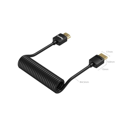 SMALLRIG Coiled HDMI Cable 2.0 (A to A), 4K@60Hz 18Gbps, High Speed Supports 3D, Flexible Durable TPU Camera Cable for BMPCC 4K/6K, for Panasonic S1H/GH5, etc., for Monitor, Gimbal - 4963 - size: Coiled(A to A)