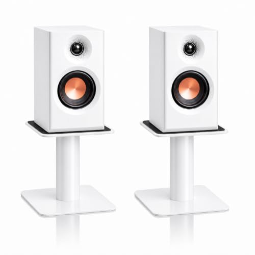 Desktop Speaker Stands Pair for 4-6.5 Inch Studio Monitors & Bookshelf Speakers, Heavy-Duty Steel Stands with Built-in Cable Management for Home Studio & Gaming Setups, Supports up to 44lbs - color: White, size: M|4-6.5 inch Speakers