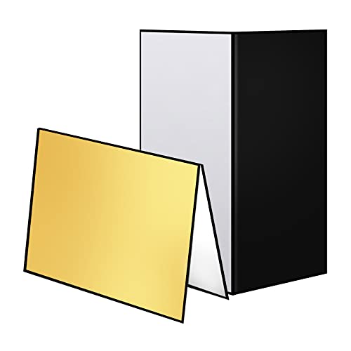 Meking 17x12 Inch 3 in 1 Light Reflector Photography Cardboard, Studio Foldable Light Diffuser Board for Still Life Product and Food Photo Shooting - Gold Silver and Black, White 2 Pack - color: Gold*1+Silver*1