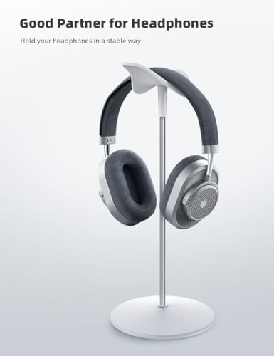 Lamicall Headphone Stand, Desktop Headset Holder - Desk Earphone Stand, for All Headsets Such as Airpods Max, HyperX Gaming Headphones, Beats/Sennheiser Music Headphones - color: White