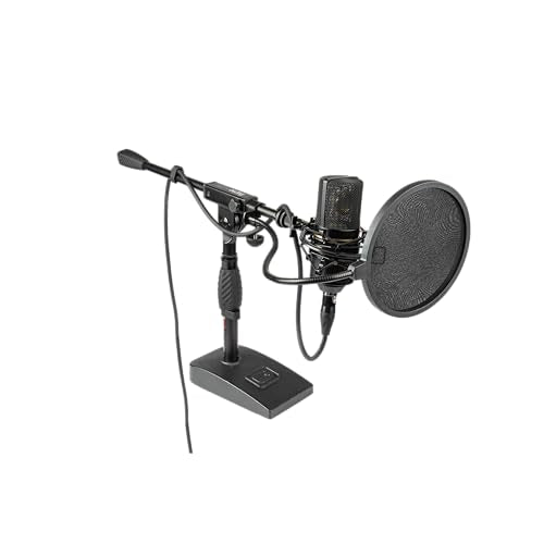 Gator Frameworks Short Weighted Base Desktop Microphone Stand with Boom arm, and Adjustable Height, Base Dimensions - 4.5" X 8" (GFW-MIC-0821) - style: Weighted Base