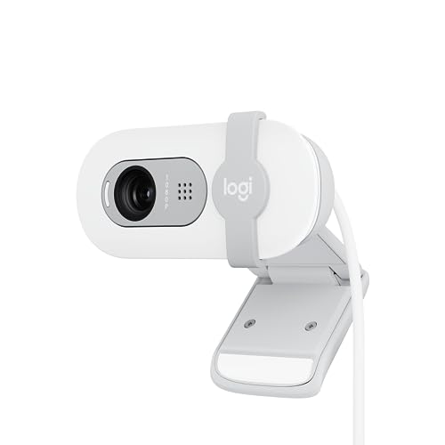 Logitech Brio 100 Full HD 1080p Webcam for Meetings and Streaming, Auto-Light Balance, Built-in Mic, Privacy Shutter, USB-A, for Microsoft Teams, Google Meet, Zoom and More - Off White (Renewed)