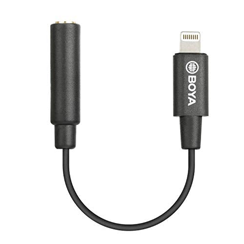 BOYA by-K3 Female 3.5mm TRRS Microphone Adapter Cable to MFi Certified Lightning Connector Dongle, Headphones Adapter for iPhone 12 Mini 12 Pro Max 11 Pro Max X XR XS iPhone 7 7P 8 8P