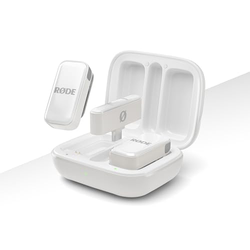 RØDE Wireless Micro - Compact Wireless Microphone, Two Mics with Charge Case for Smartphone Content Creation - USB-C, White - color: White