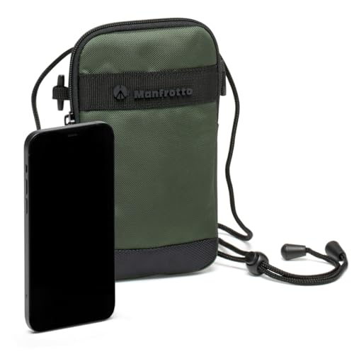 Manfrotto Street Pouch, Smartphone Shoulder Bag, Smartphone Accessories, Phone Case, with Shoulder Strap, for Smartphone with Screen up to 6.8 Inches, Colour Green - size: Small - Pouch