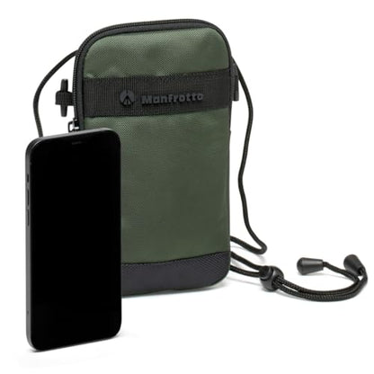 Manfrotto Street Pouch, Smartphone Shoulder Bag, Smartphone Accessories, Phone Case, with Shoulder Strap, for Smartphone with Screen up to 6.8 Inches, Colour Green - size: Small - Pouch
