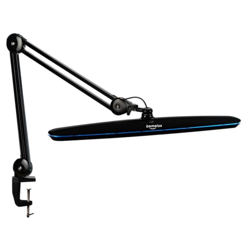 Task Lamp with Clamp, Bright 117PCS LEDs, Metal Swing Arm 24W 2200 Lumen Dimmable Led Desk Lamp for Architect Home Office Study Reading Dorm Workbench Craft, 23 Inch Working Lamp(Black) - color: Black