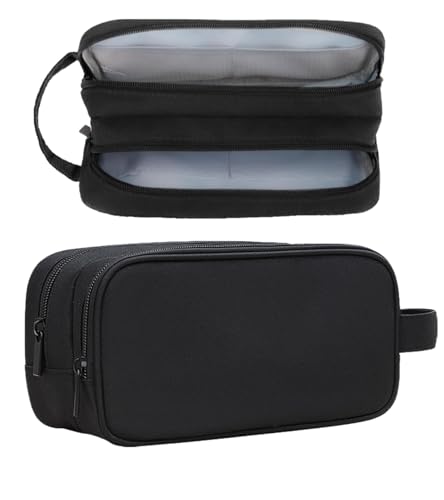 Teskyer Cable Organizer Bag, Travel Electronics Accessories Organiser, Protable Tech Pouch for Phone Chargers, Cables, Flash Drive, Power Bank, Hard Drive, Black, 23.5 x 12 x 9 cm, Double-Layer Cable - color: Black, size: Double Layer