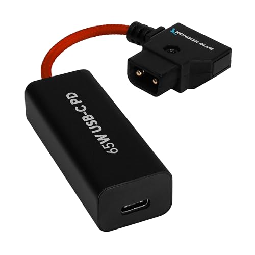 KONDOR BLUE | 6 Inch D-Tap to Female USB-C PD Power Delivery Cable, 2-Way | 65W Fast Charge, 5V 9V 12V PD, Smart Reverse Polarity Protection for Camera Rigs | Red - color: Red