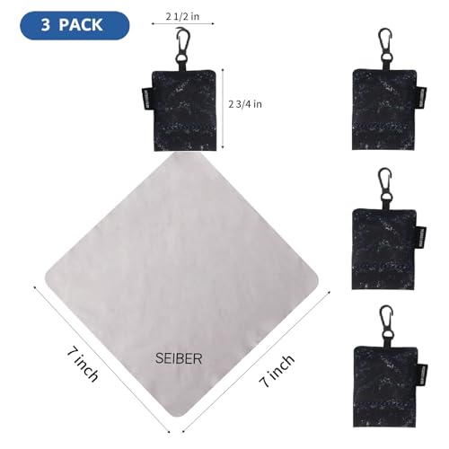 SEIBER Microfiber Eyeglass Cleaning Cloth,With Neoprene Pouch, 3p,Camo Dark | 7x7 inch Cloth For Glasses, Laptop,Camera,Screen,Self-Closing Bottom - color: Camo Dark-(3pack)