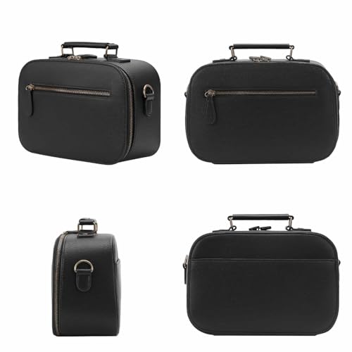 Camera Sling Bag, Waterproof PU Leather Crossbody Camere Bag for Photographers, Small Shockproof Case with Removable Dividers for DSLR/SLR/Mirrorless, 4L Black - color: Black