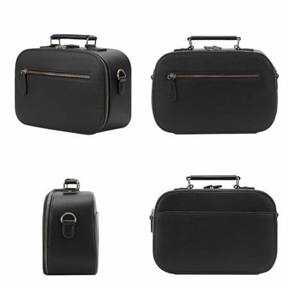 Camera Sling Bag, Waterproof PU Leather Crossbody Camere Bag for Photographers, Small Shockproof Case with Removable Dividers for DSLR/SLR/Mirrorless, 4L Black - color: Black