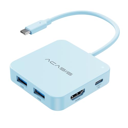 USB C Hub, Multiport Adapter with 4K@60 HDMI, 100W Power Delivery, 3 USB A+1 USB-C 3.1 Data Port, USB to HDMI Adapter for MacBook, Dell, Lenovo, Surface, iPad PRO, XPS (Blue) - color: Blue