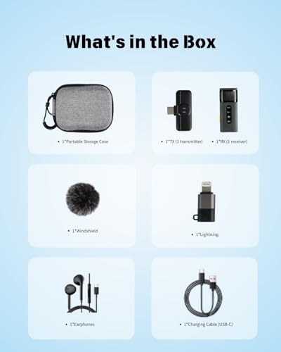 Wireless Lavalier Microphone for iPhone 15/16 Android, Plug-Play Lapel Mic USB-C & Lightning, AI Noise Reduction, 328ft Range for Video Recording YouTube Vlog Interview (Includes Storage Case)