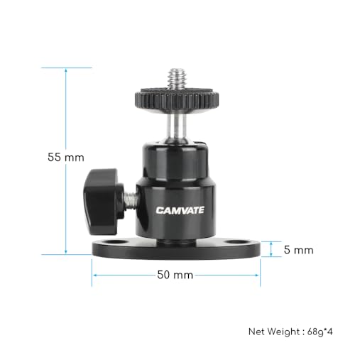 CAMVATE 1/4"-20 Mini Ball Head with Ceiling Mount for CCTV & Video (4 PCS)