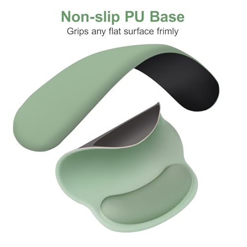 MOSISO Wrist Rest for Keyboard Mouse Pad Set, Large Gaming Deskpad&Circle Curved Mousepad&Keyboard Wrist Rest&Coaster, Ergonomic Non-Slip Mousepad&Easy Typing Pad with Silicone Lining, Green - color: Green