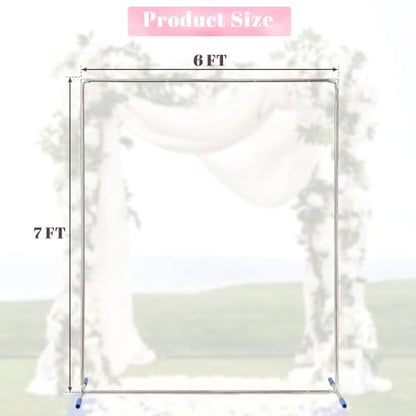 Wedding Arch Backdrop Stand,7x6 FT Metal Arch Backdrop Stand for Ceremony, Stainless Steel Square Backdrop Stand for Parties,Wedding,Birthday,Anniversary,Baby Shower,Garden Decorations - size: 7*6 ft