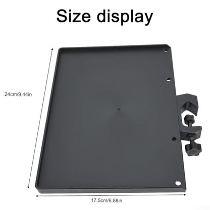 Microphone Stand Soundcard Tray, Plastic Sound Card Tray Mount Clamp on Rod Holders for Live Streaming, Recording, Black(L) - size: L
