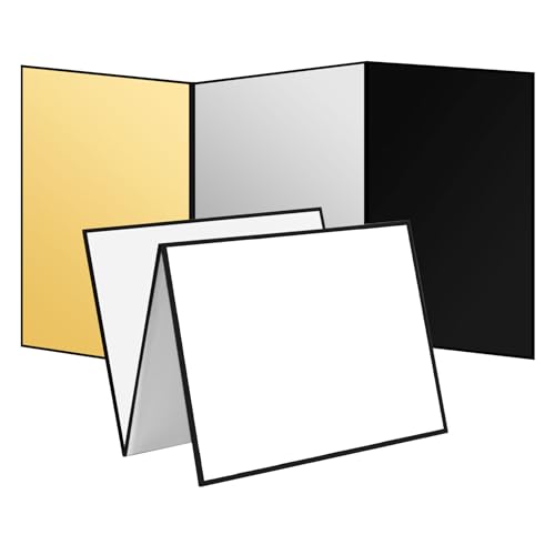 Meking 17" x 12" Light Reflector, 4 in 1 Photography Reflector Cardboard, Folding Light Diffuser Board for Food and Product Photography Lighting - White/Black/Glod/Silver - size: 1PCS 17x12"