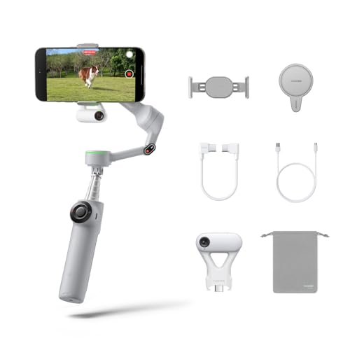 Insta360 Flow 2 Pro Gimbal Stabilizer for iPhone, Android, Phone Gimbal with AI Tracking, Fill Light, Built-in Selfie Stick & Tripod, Vlogging, Travel, Family, Sport - Ultimate AI Tracker Bundle Grey - color: Stone Grey - Ultimate AI Tracker Bundle
