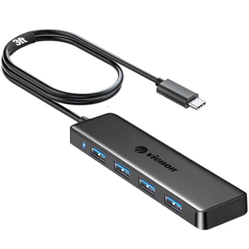 VIENON USB C Hub with 4 USB 3.0 Femal Ports, USB Extender for C Port Laptop, iMac Pro, MacBook, iPad Pro, Dell, Acer, HP, ASUS, Printer, Camera,Keyborad, Mouse etc-3ft