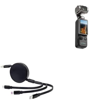 BoxWave Cable Compatible with Xtra Muse Vlogging Camera (2 in) - AllCharge PD miniSync (100W), Retractable High-Speed Charging Portable USB Cable - Jet Black