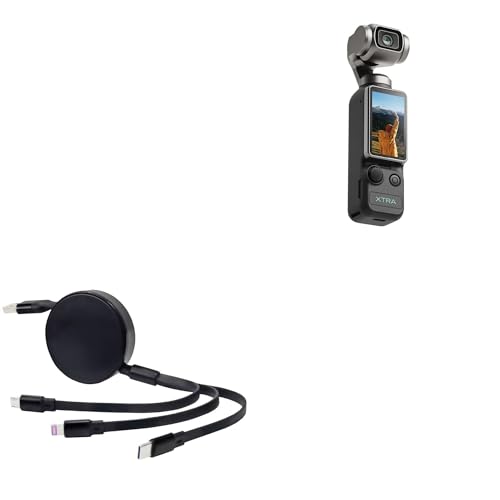 BoxWave Cable Compatible with Xtra Muse Vlogging Camera (2 in) - AllCharge PD miniSync (100W), Retractable High-Speed Charging Portable USB Cable - Jet Black
