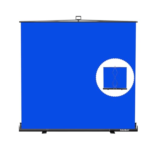 【Wider Style】 RAUBAY 78.7 x 82.7in Large Collapsible Blue Screen Backdrop Portable Retractable Chroma Key Panel Photo Background with Stand for Video Conference, Photographic Studio, Streaming - color: Blue, size: Wider (78.7 x 82.7in)