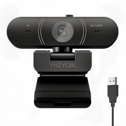 1080P Full HD Webcam, AF Auto Light Correction, Dual-Digit Microphone, Privacy Cover, Noise 360° Rotatable, Plug & Play USB Webcams