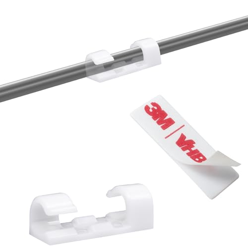 Self-Adhesive Cable Clips Organizer Drop Wire Holder Cord Management, Pack of 20 (White, 0.27 inch) - color: White