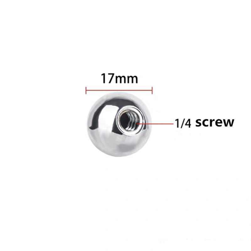VizGiz 4 Pack 17mm Ball Head with 1/4 inch Threaded Screw Socket Stainless Steel Swivel Ball Joint Adapter Converter for Super Clamp Camera Hot Shoe Mount Smartphone Holder Phone Clip Light Tripod
