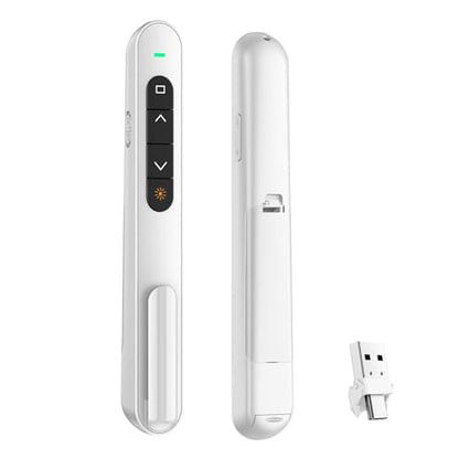 QUI Presentation Clicker with Volume Control, 2.4GHz USB Wireless Presenter Remote, PowerPoint Clicker Slide Advancer Compatible with Mac, Windows, Google Slides, Keynote - color: White, size: L