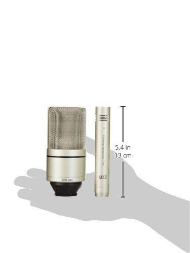 MXL 990/991 Large and Small Diaphragm Condenser Microphone Bundle Project/Home Studio Recording | XLR | Cardiod (Champagne) - style: 990/991